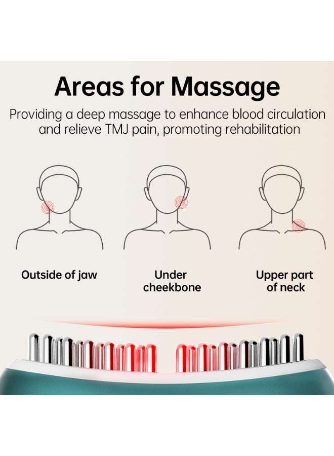 آيسيلي منتجات تخفيف آلام مفصل الفك والفك، جهاز تدليك 3 في 1 لتخفيف آلام الفك والرقبة، مزود بخاصية الاهتزاز والتدفئة ووضع بلس، تصميم مريح متعدد الإبر لتخفيف آلام الفك والرقبة، وتخفيف صرير الأسنان والضغط عليها، لون أخضر - Image 4